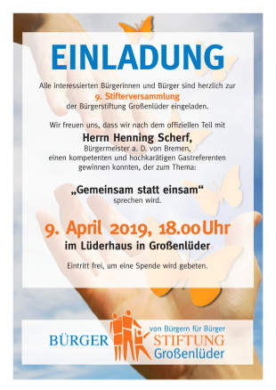 Einladung zur 9. Stifterversammlung am 09. April 2019