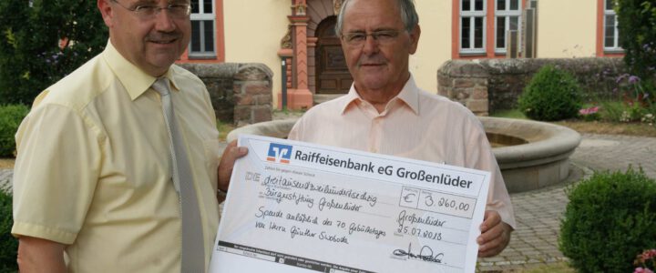 Bürgerstiftung Großenlüder bedankt sich bei  Dipl.-Ing. Günther Swoboda für 3.260 € Geburtstagsspende